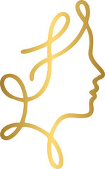 Obraz premium Elegant golden side profile single stroke art continuous one line drawing feminine face