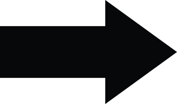 Large black arrow pointing to the right on white background  simple directional symbol