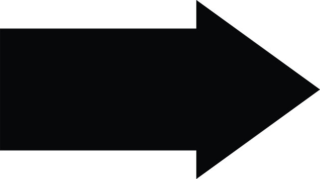 Large black arrow pointing to the right on white background  simple geometric shape for design and direction