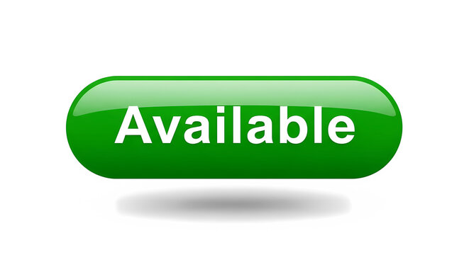 Glossy Green Available Button Icon - 3D Web UI Element for Online Status, Stock Availability and E-commerce PNG
