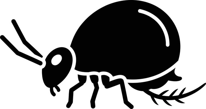 Stylized Black Silhouette Vector of a Springtail Insect Bug Isolated on Plain White Background for Wildlife Branding and Biological Projects