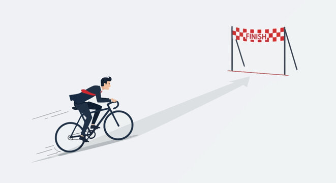 Cyclist Riding Fast on Bicycle.