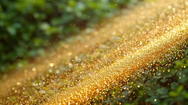 Golden sparkles on green leaves representing Generative AI and Creative Energy