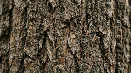 Obraz premium Close-up of rough, textured tree bark with deep fissures and natural patterns