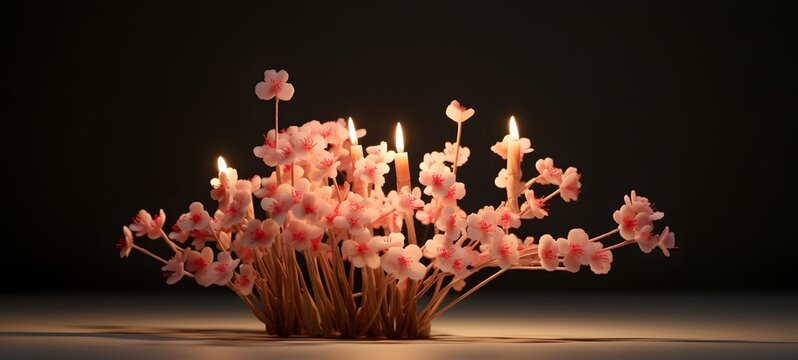 Cherry blossoms shaped matchstick carving ,generative AI