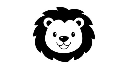 Bold cartoon lion face with big  mane playful kids mascot vector illustration isolated on white background © Md