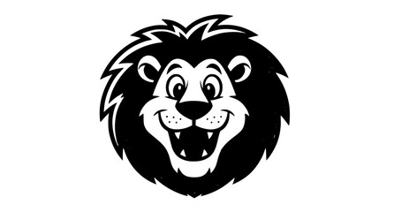 Cute cartoon lion face with  mane smiling happy animal character vector isolated on white background © Md
