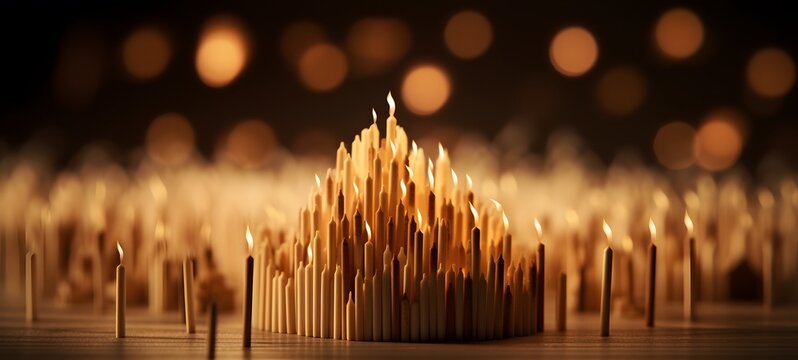 Vineyard shaped matchstick carving,generative AI