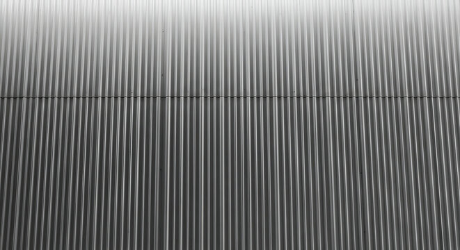 corrugated metal texture on an industrial building facade creating an abstract background for construction and architecture projects.
