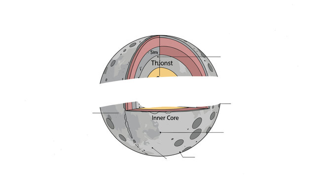 Educational diagram showing the inner layers of a planetary body including the core and mantle with descriptive labels.