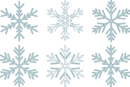 snowflake vector collection line art hexagon patterns