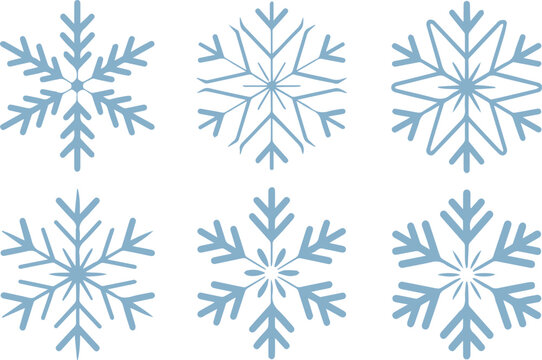 snowflake geometric icons set stylized hexagonal designs
