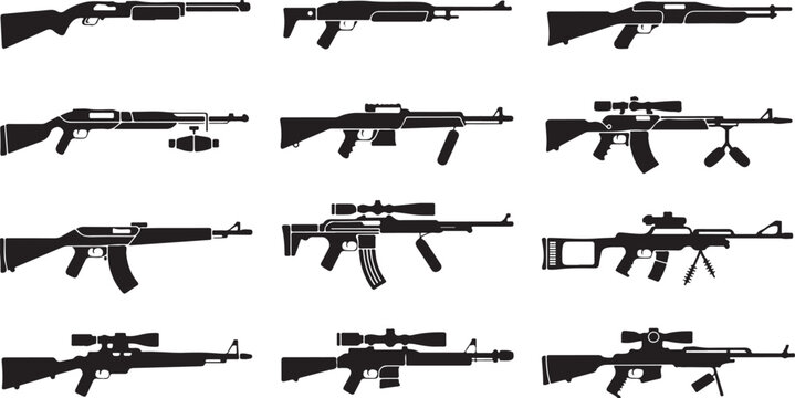 rifle types firearm silhouette vector layout