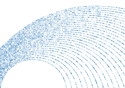 Bright blue minimal circular dotted lines abstract background. Geometric halftone concept vector design