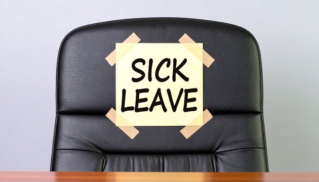 Office chair with sick leave sticky note