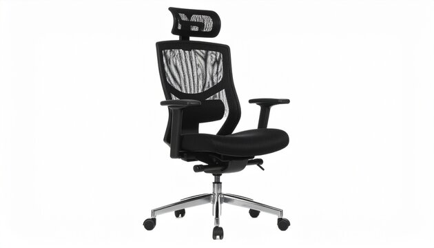 Modern ergonomic office chair with mesh backrest and wheels