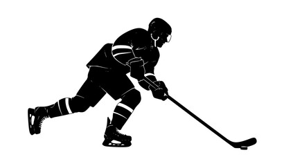 Ice hockey player shooting silhouette vector full isolated sport action illustration © MdShohagAhammad