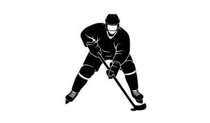 Fototapeta premium Ice hockey player silhouette vector action full isolated on white
