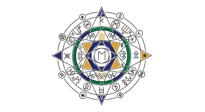 Esoteric Symbol, Mystical Mandala, Rune Circle, Occult Magic, Spiritual Compass