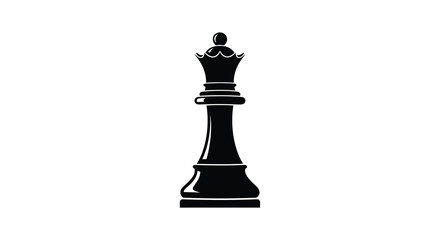 A stark black silhouette depicts a chess queen showcasing its iconic crown and form high quality © ArtBySalea07