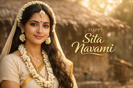 Divine celebration of Goddess Sita Navami Janmotsav, sacred Hindu festival, spiritual Jayanti, peaceful Janmashtami themed devotional background