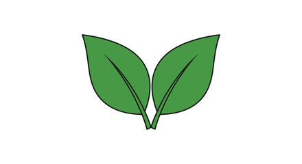 Obraz premium Green Leaves Icon, Symbol of Nature, Growth, and Sustainability