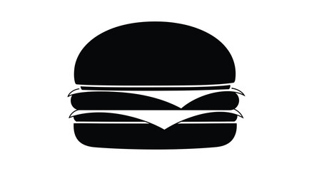 Fototapeta premium A simple black and white illustration depicts a classic cheeseburger with stacked patties high quality professional