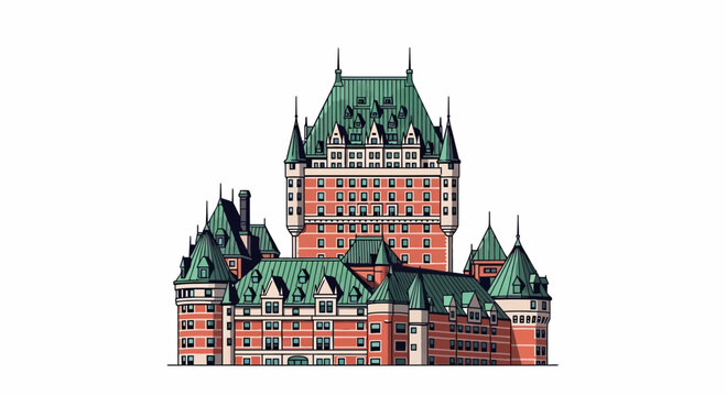 Fairmont Le Chateau Frontenac Quebec City Landmark Illustration
