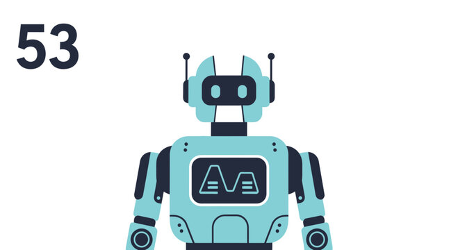 Futuristic robot illustration with number 53
