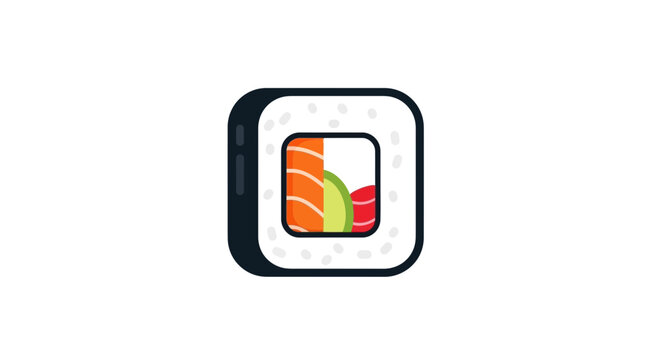 Fresh Sushi Roll Icon Vector Illustration
