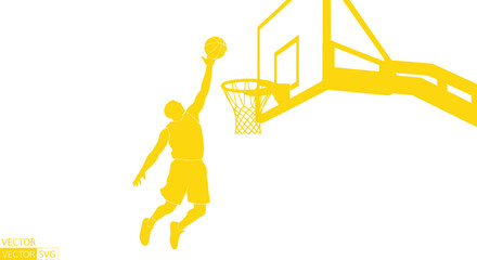 Basketball Player Dunking Silhouette Yellow © lobes
