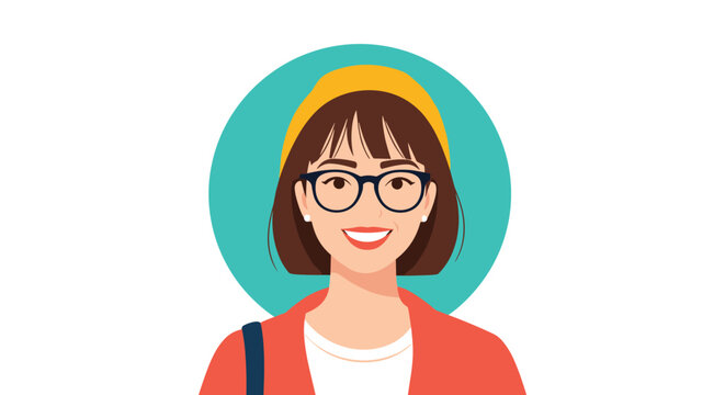 A stylish and friendly avatar of a smiling young woman with glasses a yellow beanie and short brown hair in a circular frame.