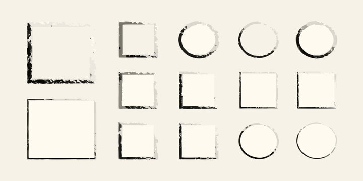Collection of distressed rectangular and oval frame shapes on a beige background