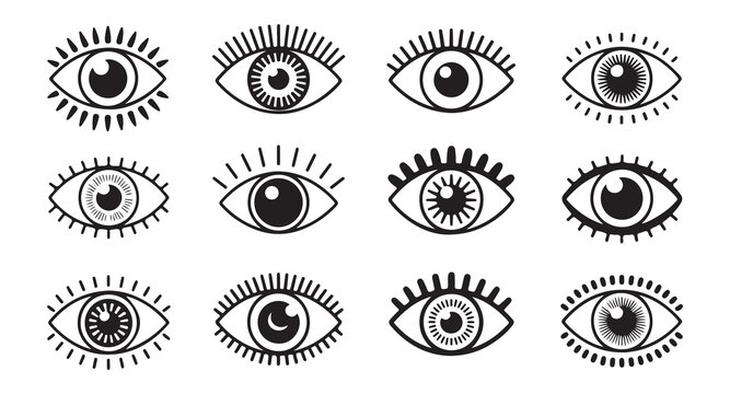 Set of evil eye protection amulets. mystical and esoteric symbols. flat vector illustration.