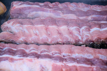 Ingredient for a carnivore or keto diet a full rack of pork ribs