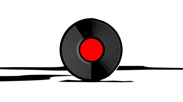 animated graphic flat design vinyl music record monochrome style ink sea 
