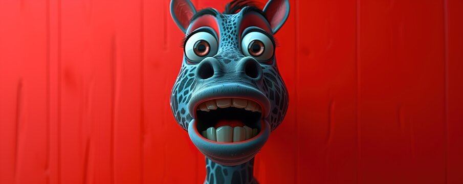 Close-Up of Textured Blue Dragon Sculpture on Red Background
