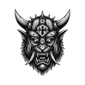 Horned Demon Creature Digital Illustration