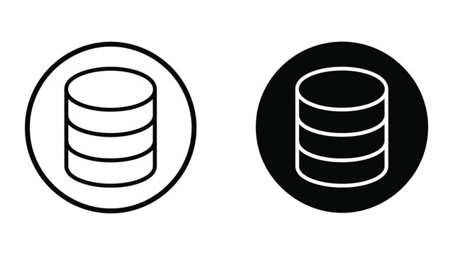 Contrast between a standard and a highlighted database symbol within circular frames