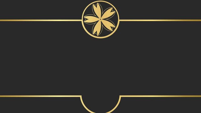 Envelope opening animation video. Golden flower. Black background. Wedding invitation