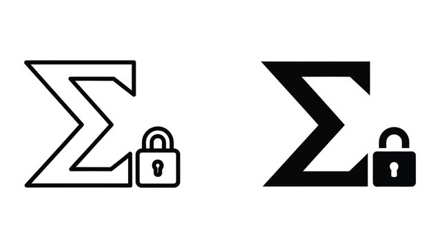 Comparison of encrypted and unencrypted summation symbols with padlock icons.