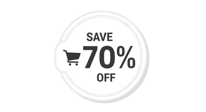 Save 70% Off Shopping Cart Icon - Discount Promotion Sale Concept