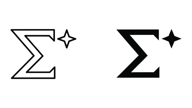 Comparison of a white outlined sigma symbol and a bold black sigma symbol with stars