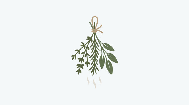 Fresh Herb Bundle On White Background