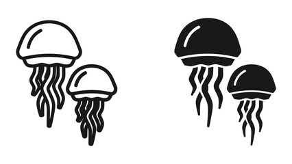 Contrasting depiction of jellyfish in monochromatic styles © Jahidul