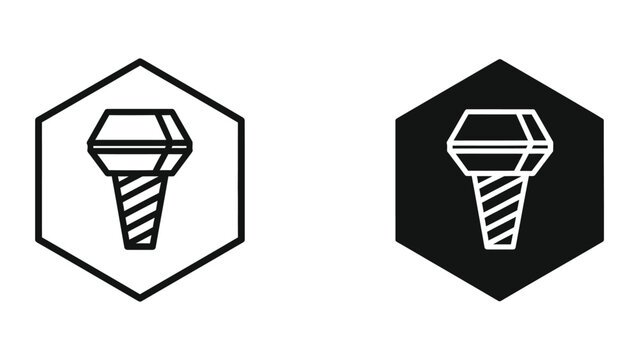 Contrast comparison of a screw icon in light and dark hexagonal backgrounds