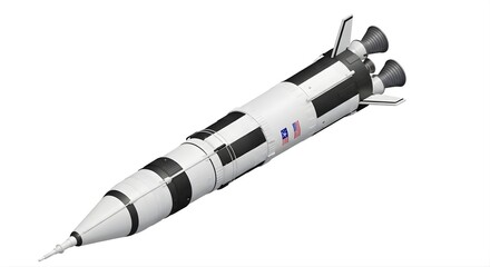 Detailed 3D Rendering of a Saturn V Space Rocket Isolated on White © esmiloenak