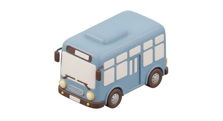 3D Isometric Blue Public Transport Bus Icon © esmiloenak