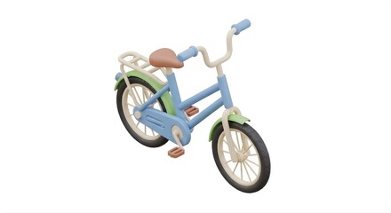 Fototapeta premium Cute 3D Cartoon Bicycle Illustration
