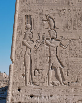 Relief of Cleopatra VII and Caesarion at Dendera Temple, Egypt
